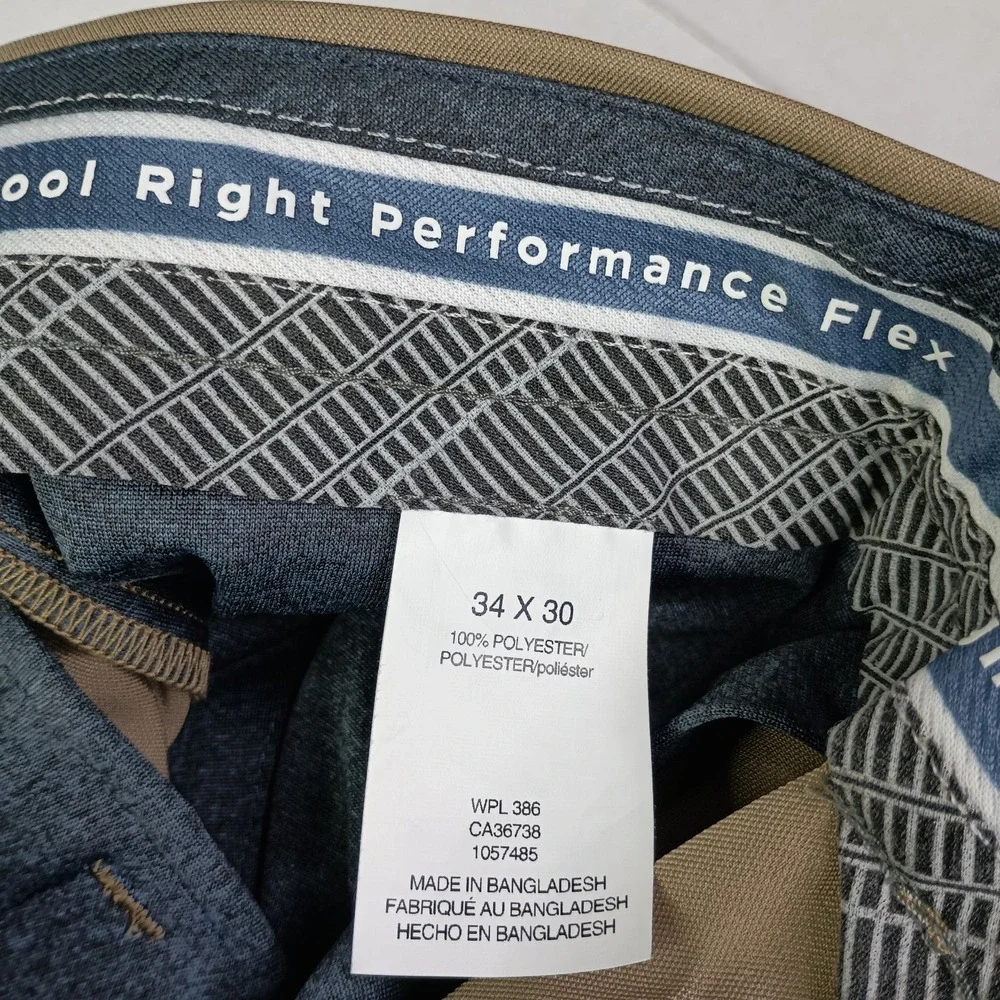 Haggar Cool Right Performance Flex Straight Fit Pants Men's Size 34x30 Khaki New